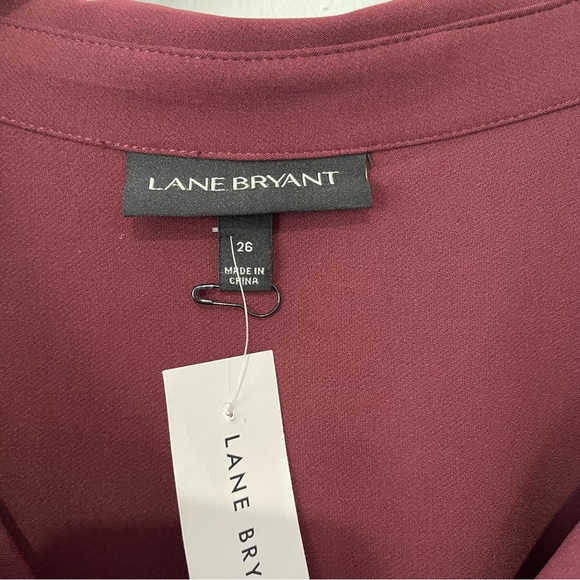 Lane Bryant Button Down Top With Belt Woman’s Size 26 cranberry color - Picture 3 of 6